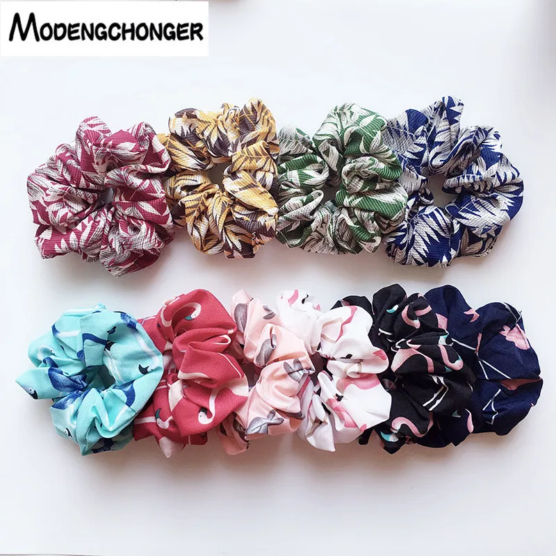 

2019 New Luxury Soft Printing Hair Scrunchies Ponytail Holder Stretchy Hair Bands Stretchy Hair Ties For Girls Women Accessories