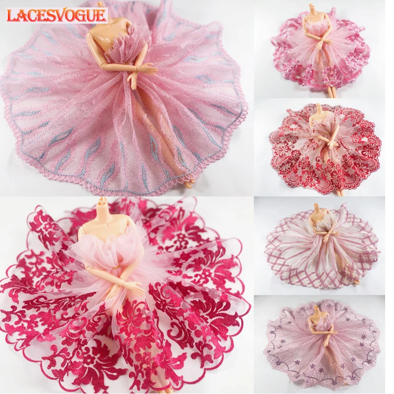 

3meters15-26cm Pink Mesh Lace Ribbon Embroidered lace fabrics Wedding Accessories DIY crafts African Dress lace trim LAVO725