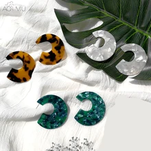 AOMU темно-зеленая черепаха Леопард Смола геометрический большой круглый кулон покрытый уксусной кислоты акрил, серьги со шпилькой, для Для женщин и девочек(5 см