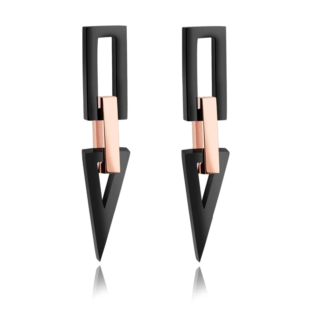 

Women Personalized Earrings Stainless Steel Triangle Earring Black Geometric Earrings Jewelry Gifts Drop Ship QL368