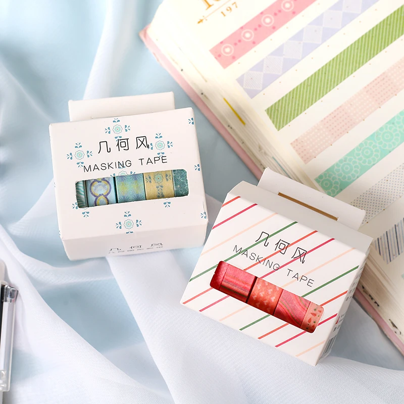 

5pcs Mini basic color washi tape set 10mm Stripe Dot Grid masking tapes DIY diary decoration stickers gift Scrapbooking F634