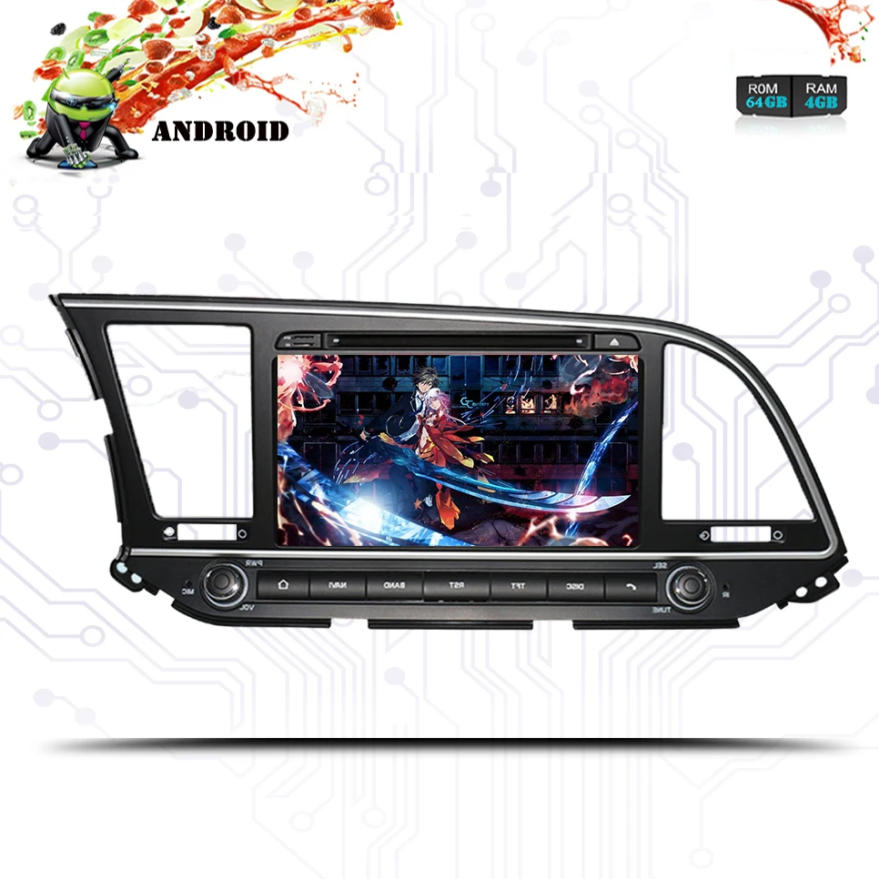 Best Autoradio 4GB ram+64GB rom Android 9.0 car dvd player for Hyundai Elantra 2016 2017 2018 multimedia radio gps Car PC CD SD DVD 3