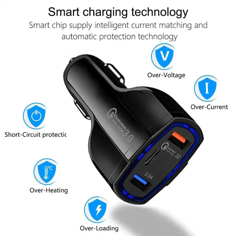 USB Car Charger Quick Charge 3.0 for iPhone X Samsung S10 Xiaomi Mi 9 Mobile Phone Fast Charging Car Charger QC 3.0 Car-Charger