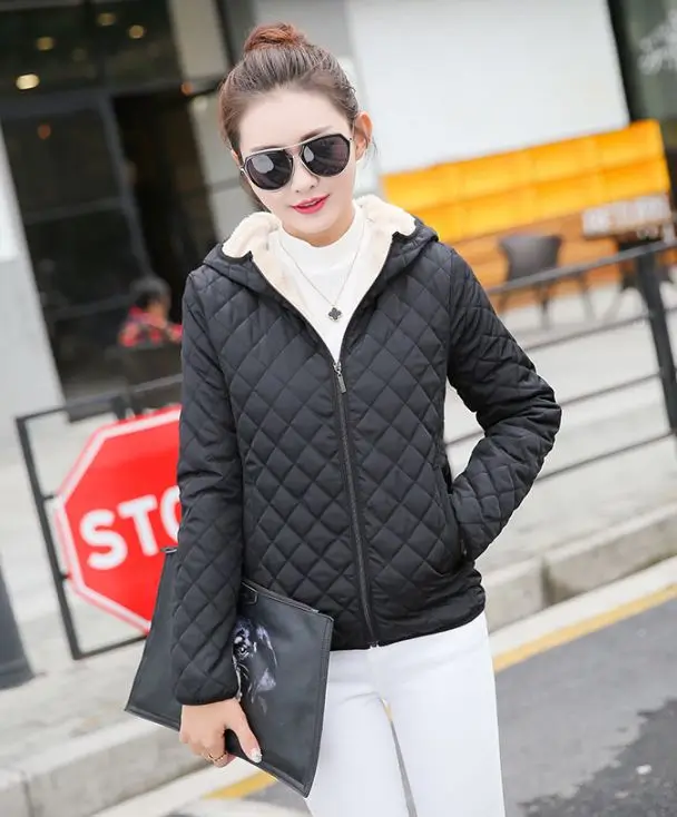 Winter 2018 New Parkas basic jackets Female Women Winter plus velvet lamb hooded Coats Cotton Winter Jacket Womens Outwear coat