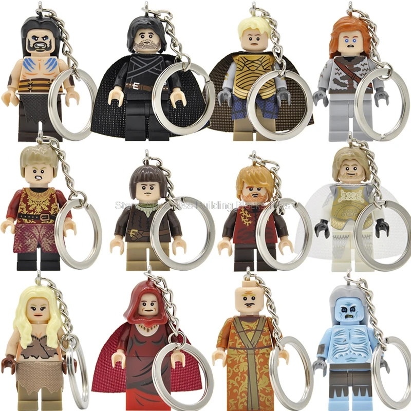 

Game of Thrones Jon Snow Lannister Daenerys Figure Legoingly Keychain A Song of Ice and Fire Keys Ring DIY Building Blocks Toys