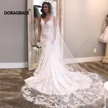 Doragrace vestido de noiva винтажное кружевное свадебное платье с открытой спиной Свадебные платья русалки