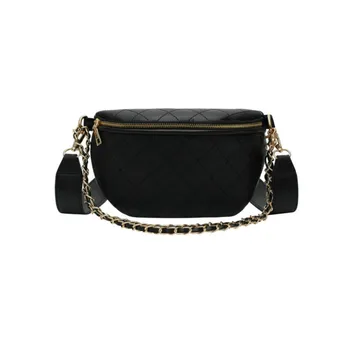 

New women's chest bag multi-function large capacity rhombic shoulder bag PU leather fashion chain Messenger bag