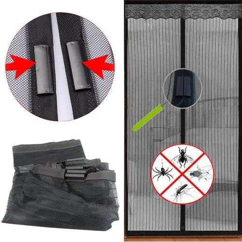 

NOCM Black Window Screen Door Mesh Net Insect Fly Bug Mosquito Magnetic Curtain