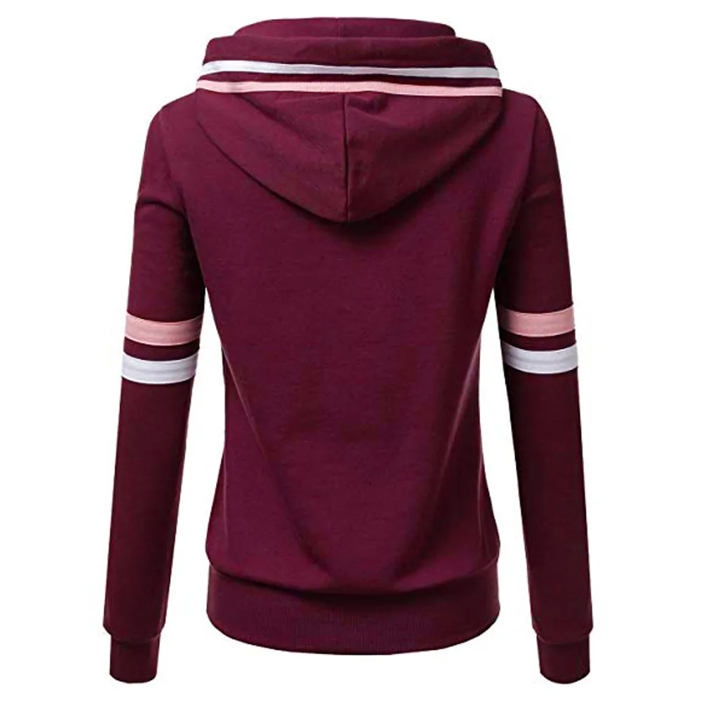 Womail hoodie Sweatshirts ladies women's hoodies Women Stripe Long Sleeve Blouse Hooded Pocket Pull