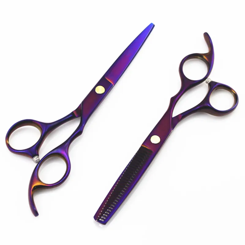 

professional Japan 440c 5.5 6 '' purple hair scissors haircut thinning barber haircutting cutting shears hairdressing scissors