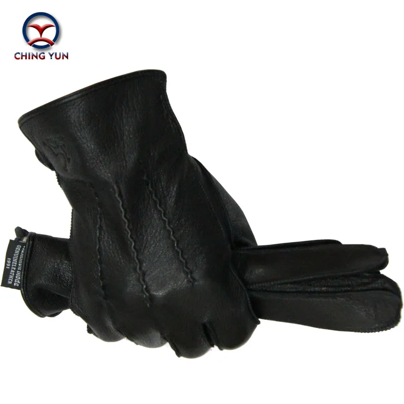 Kaufen Winter mann deer haut lederhandschuhe männlichen warme weiche männer armmanschette schwarz männer fäustlinge imitate kaninchenfell 70% wolle lining 01