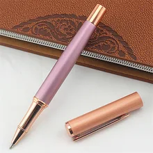 Высокое качество розовое золото металлический круглый ролик ручка для бизнес письма канцелярские принадлежности для студентов