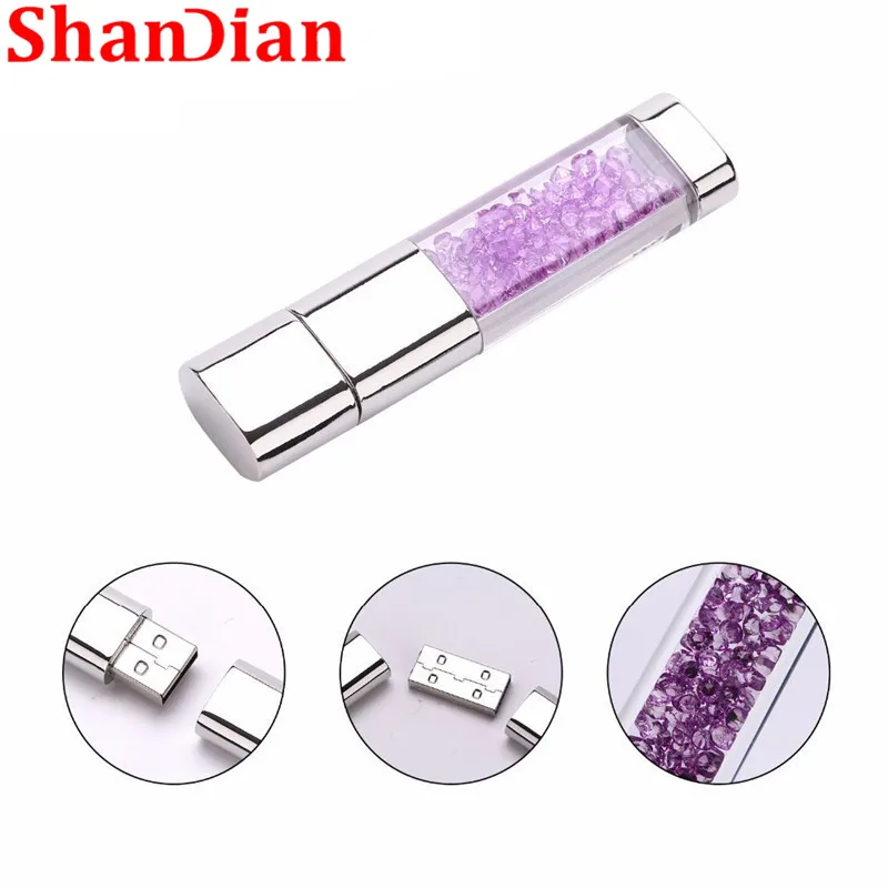 

SHANDIAN Crystal gift USB Flash Drive transparent pendrive 4GB 8GB 16GB 32GB 64GB memory stick usb creativo U disk free shipping