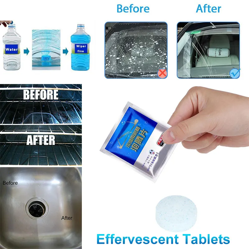 

10Pcs/Set Concentrate Multifunctional Universal Effervescent Cleaning Vehicle Cleaning Tools Glass Washer Kitchen Cleaning