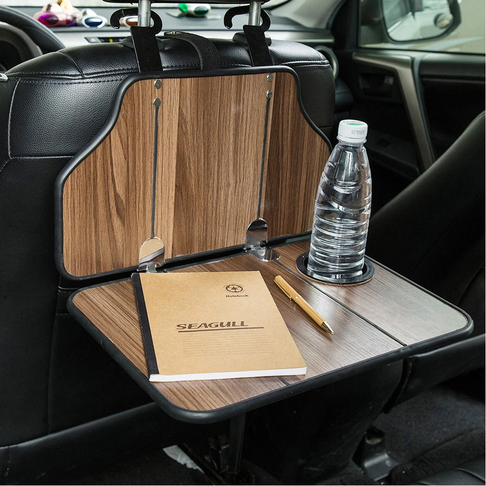 Fms カーシートバック木製テーブル折りたたみデスクと水カップホルダーダイニングテーブル旅行キャンプ自動インテリア片付け 後片付け Aliexpress