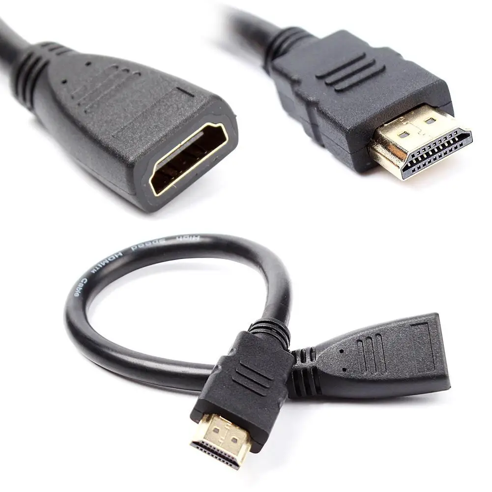 HDMI 1.4 A Male to Female M/F AV Adapter 3D HDTV Short Cable Cord 30cm