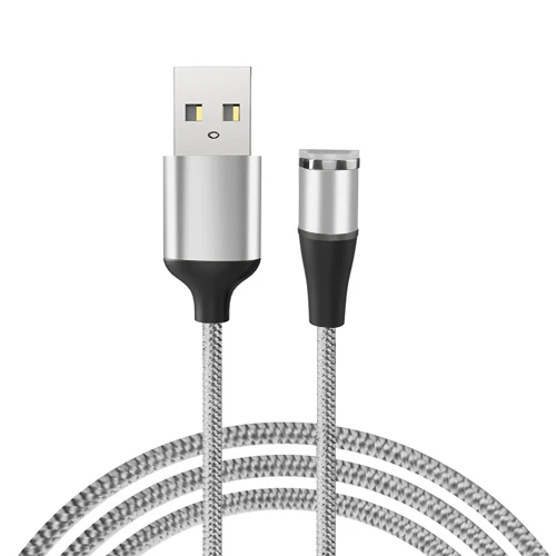 VOXLINK 1 м светодиодный магнитный USB кабель для iPhone Xs 6 7 и USB TypeC кабель и Micro USB нейлоновая оплетка для samsung Xiaomi huawei USB C - Цвет: Silver Cable no Plug