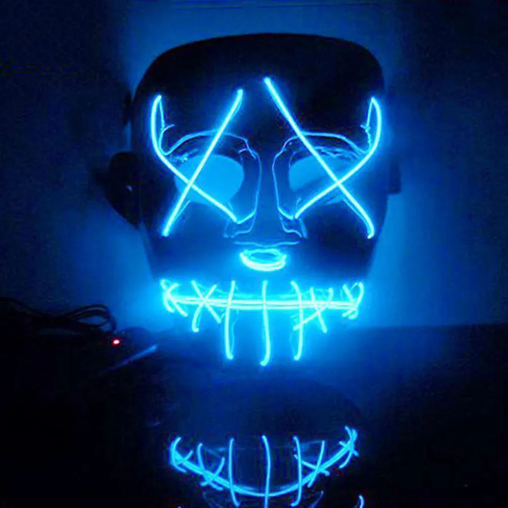 

Halloween Costume LED Mask The Purge Movie EL Wire DJ Party Festival New Masks Cosplay Costume Supplies Glow In Dark skull masks