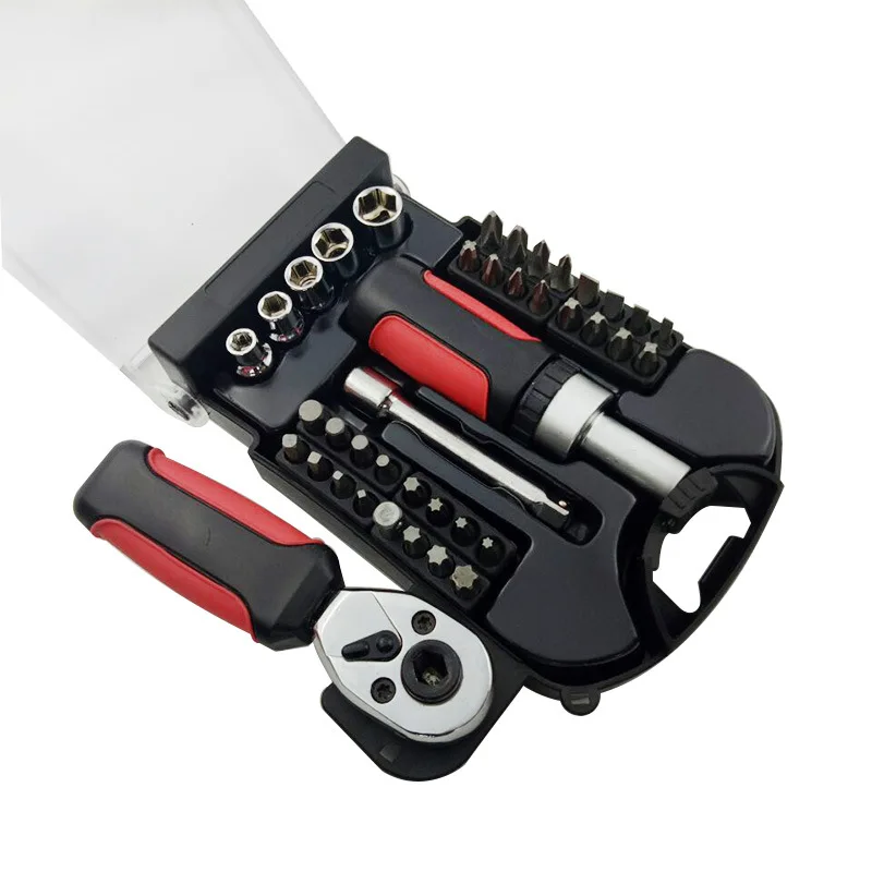 08 MPT 34Pcs Multifunctional Precision Screwdriver Set ForBox Precision Ratchet Wrench Set Sleeve Universal Joint Tools Kit For Car