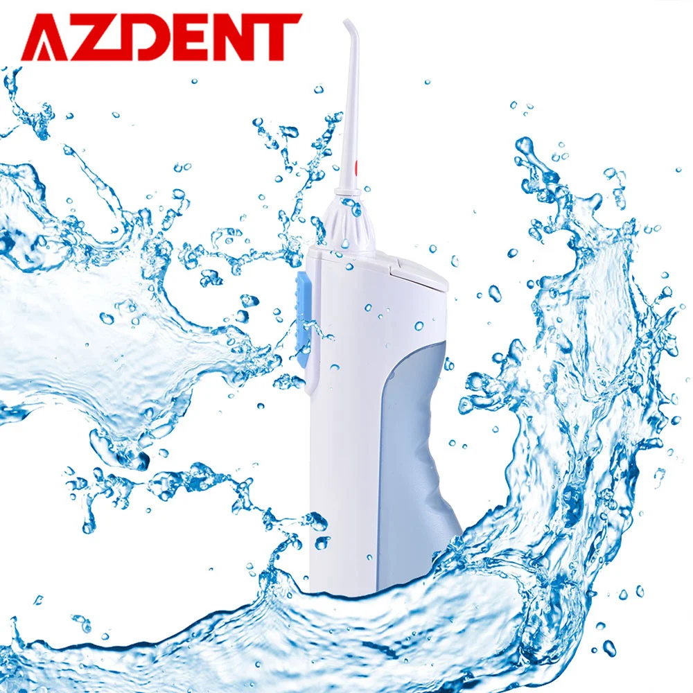 Koop AZDENT 2 Modi Tandheelkundige Bleken Draagbare Orale Waterstraal Pick Floss Monddouche Mond Prothese Tandenborstel Cleaner Gereedschap 200 ml + 2 Tips