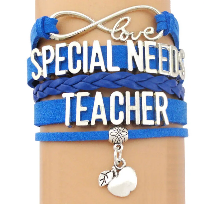 Special Needs Teacher Istant Teach Infinity Love Antique Silver Special Needs Teacher Istant Teach Infinity Love Antique Silver Charm Bracelets Handmade Adjule Jewelry Women Men Gift In From