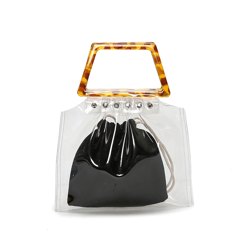 Fashion PVC beach handbags Acrylic Top Handle Transparent Tote Bag