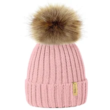 Winter Hat For Kids Knit Beanie Winter Baby Hat For Children Fur Pom Pom Hats For Girls Boys Warm Muts Cap