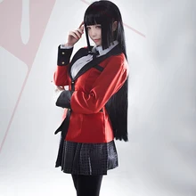 Hot Cosplay Kostum Sejuk Anime Kakegurui Yumeko Jabami Gadis Sekolah Jepun Uniform Jacket Set Penuh + Kemeja + Skirt + Stoking + Tie