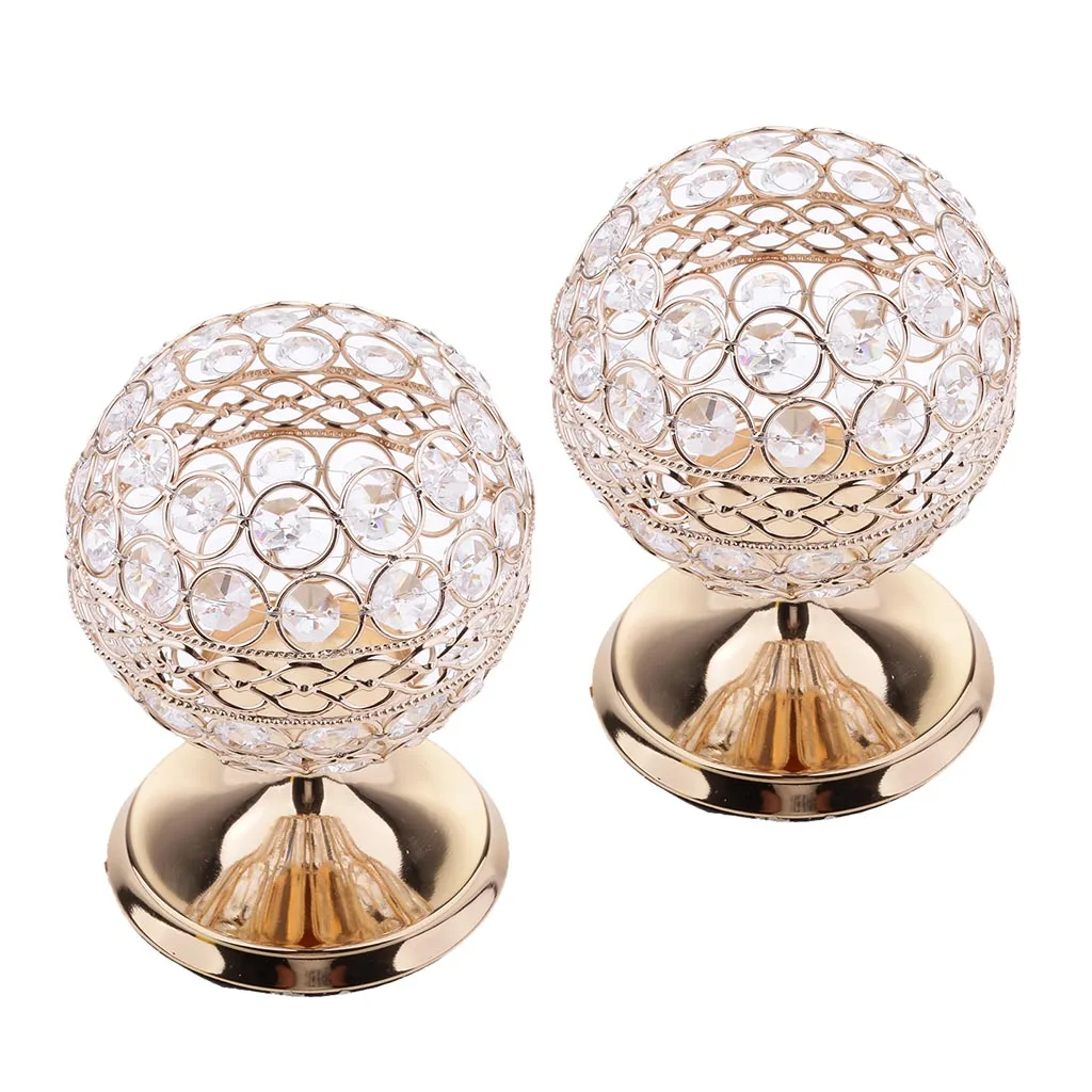 4pcs Crystal Hollow Votive Tealight Globe Pillar Candle Holders Candlestick Coffee Table Christmas Wedding Decor Crafts