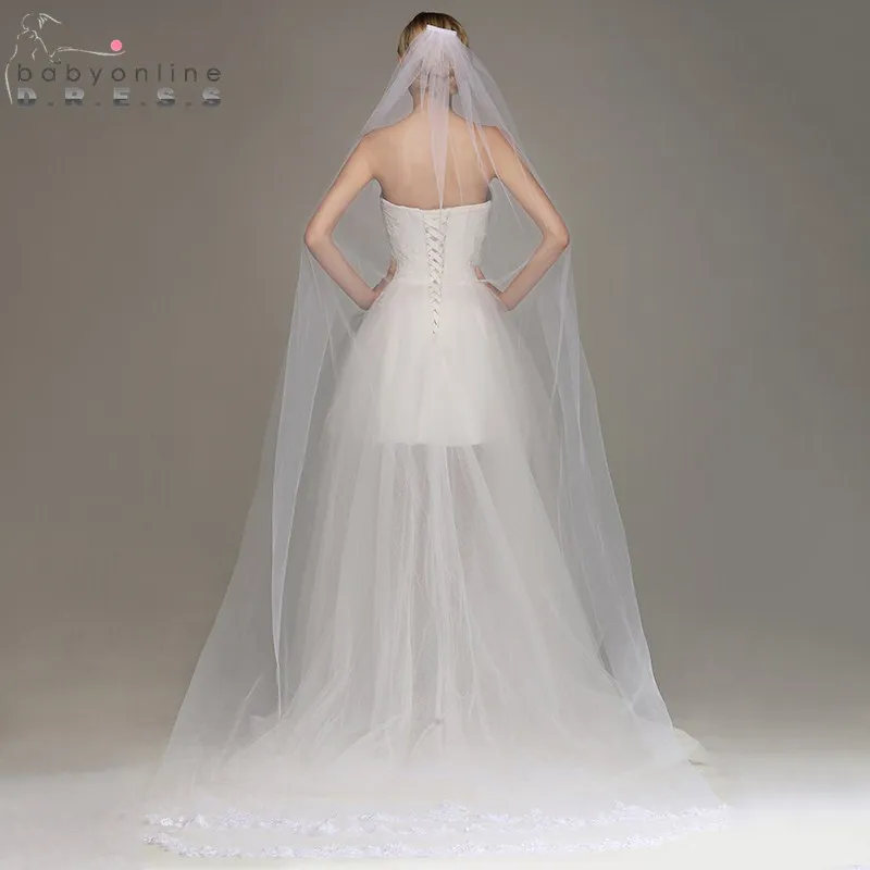 Elegant Tulle Lace Edge One Layer Wedding Veil with Comb