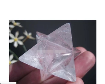 

000002121##@@Natural Clear Quartz Crystal Merkaba Star Carving ART