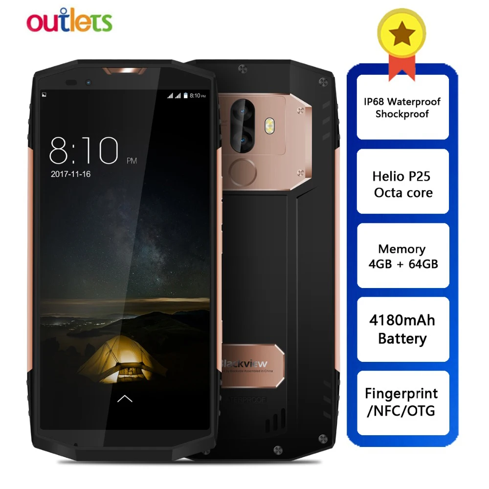 Blackview BV9000 смартфон Helio P25 четыре ядра 4 Гб + 64 ГБ 5 7 дюйма IP68 водонепроницаемый NFC 4G