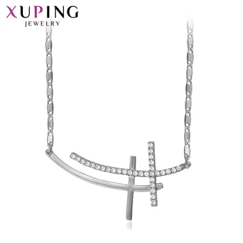 

Xuping European Style Synthetic Cubic Zirconia Two Cross for Women Necklace Jewelry Christmas Day Gifts 45167