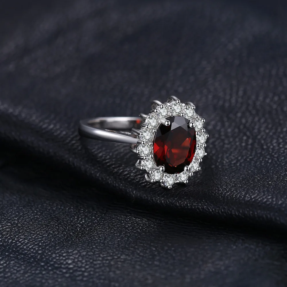 Jewelrypalace Принцесса Диана 3.4ct натуральный красный гранат кольцо 925 серебряное Для