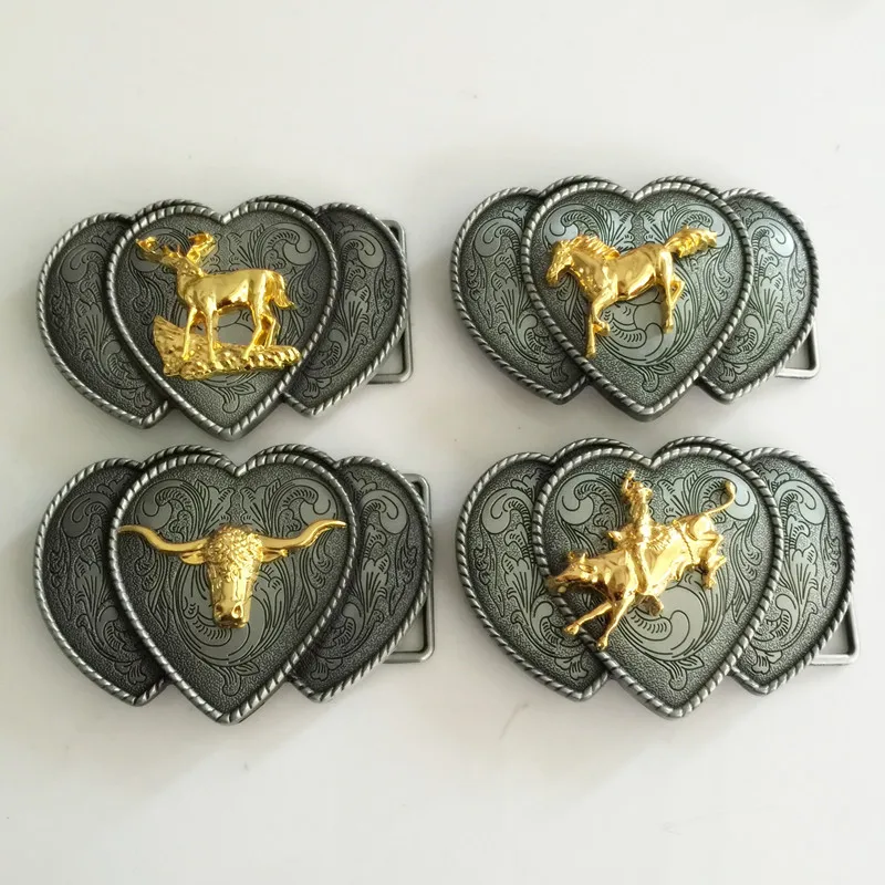 Retail 4 Different Style Western Cowboy Belt Buckle With Pewter Fashion