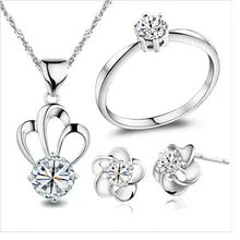 Новинка,, Модный Ювелирный Набор, Посеребренная Корона, подвеска, ожерелье, серьги, кольца, кубический цирконий, День святого Валентина