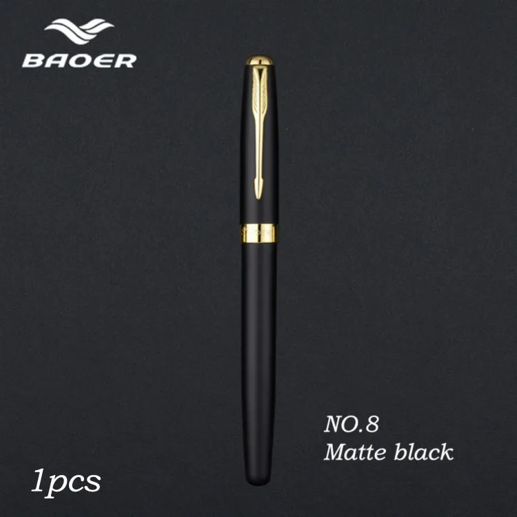 Baoer388-Rollerball-Pen-Black-Golden-Business-Metal-Ballpoint-Pen-Medium-Golden-Clip-Gold-boligrafo-muji-made(13)