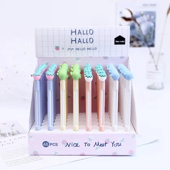 

1PC Cute Strawberry Pens Kawaii Cartoon Gel Pens Novelty Cactus Neutral Pens For Kids Gift School Office Supplies Stationery