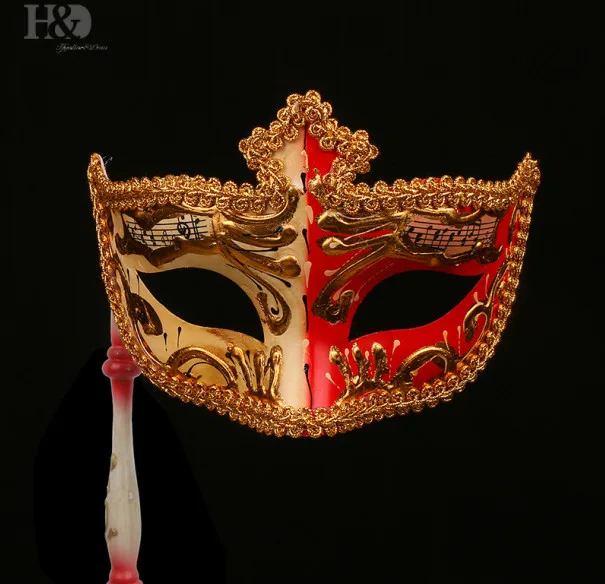 H& D элегантные венецианские маски на палочке, разноцветные маскарадные и Вечерние Маски на половину лица, товары для Хэллоуина для женщин, реквизит для свадебного костюмированного представления - Цвет: Type 3