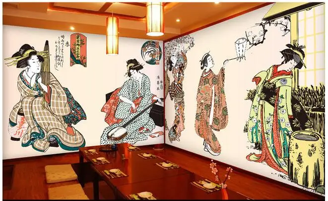 

3d wallpaper custom mural non-woven wall sticker The ancient Japanese ladies retro background paintings 3d wall murals wallpaper