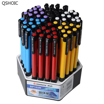 

QSHOIC Bule INK Factory direct Sales Wholesale 60 Pcs/Lot Office Promotional Ballpoint Click Ball Pen Multi-Color Plastic Pen