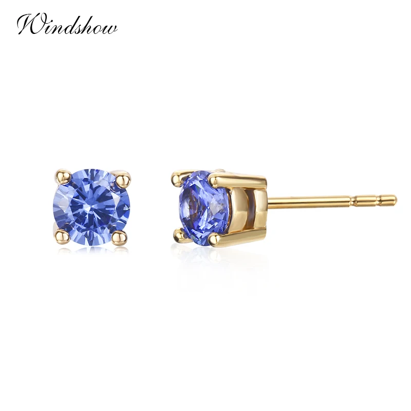 Женские и детские серьги гвоздики Windshow маленькие круглые золотого цвета с