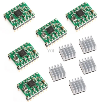 

5Pcs A4988 StepStick Stepper Driver+Heatsink for Reprap Pololu 3D Printer Red Motor Driver -B119
