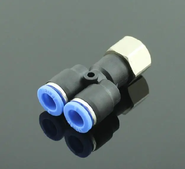 

2pcs Composite Y Connector Push In Fitting Tube OD 1/2 X NPT 1/8 1/4 3/8 1/2 Side internal thread Quick