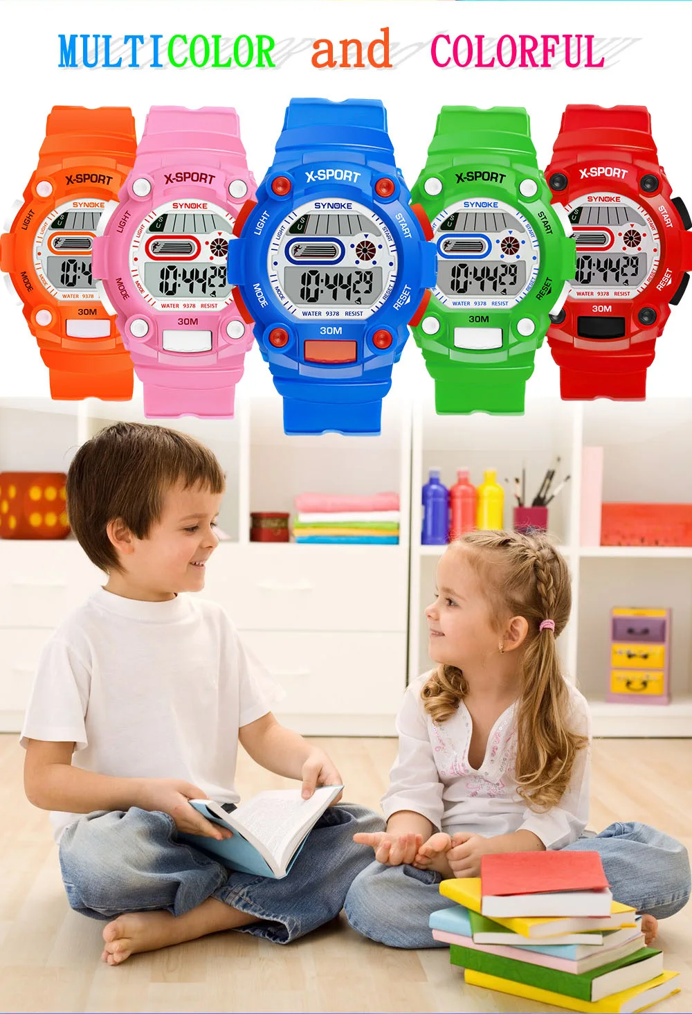 SYNOKE водонепроницаемые спортивные часы для мальчиков и девочек, светящиеся Повседневные детские наручные часы с календарем, будильники