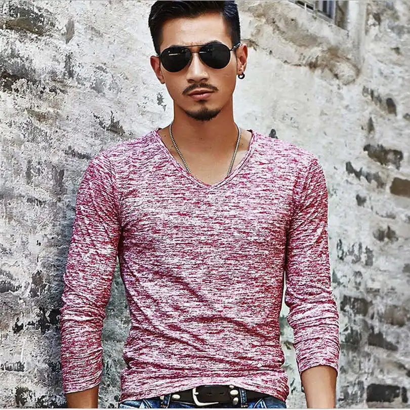 New Fashion Men's Summer V Neck T-Shirt Solid Casual Daily Brief Shirt Beach Slim Top Tees  Comfortable Tops Tee #4F04 (11)
