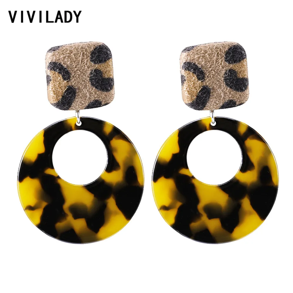 

VIVILADY Classic Geometric Style Hollow Acrylic Women Drop Earrings Charming Plush Square Leopard Lady Valentine's Day Brincos