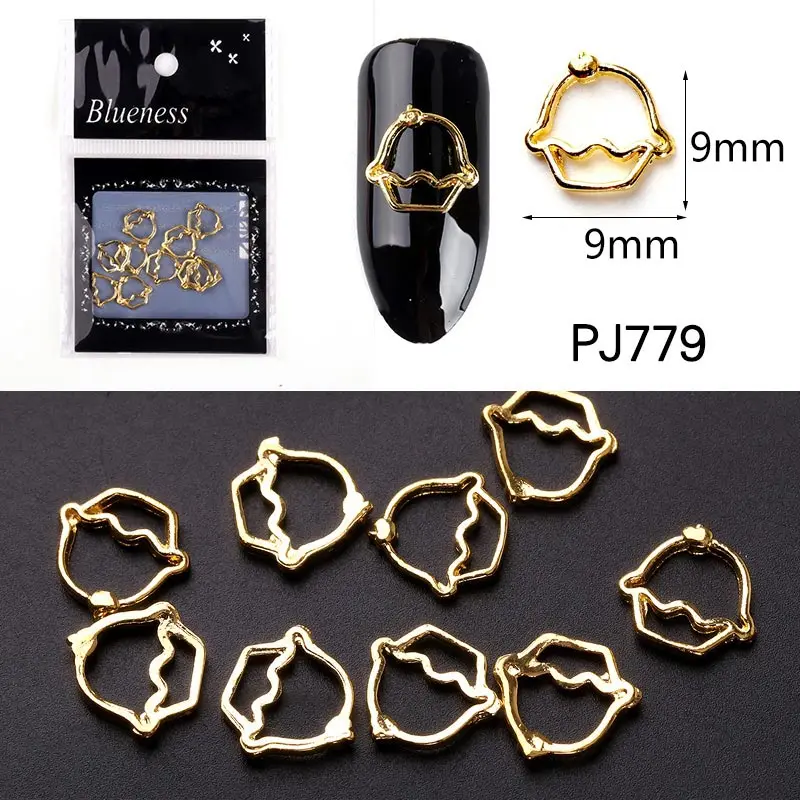 20 штук металлические золотые серебряные медные сердечки с изображением мороженого и пера для дизайна ногтей, подвески для маникюра, 3D украшения для дизайна ногтей - Цвет: PJ778