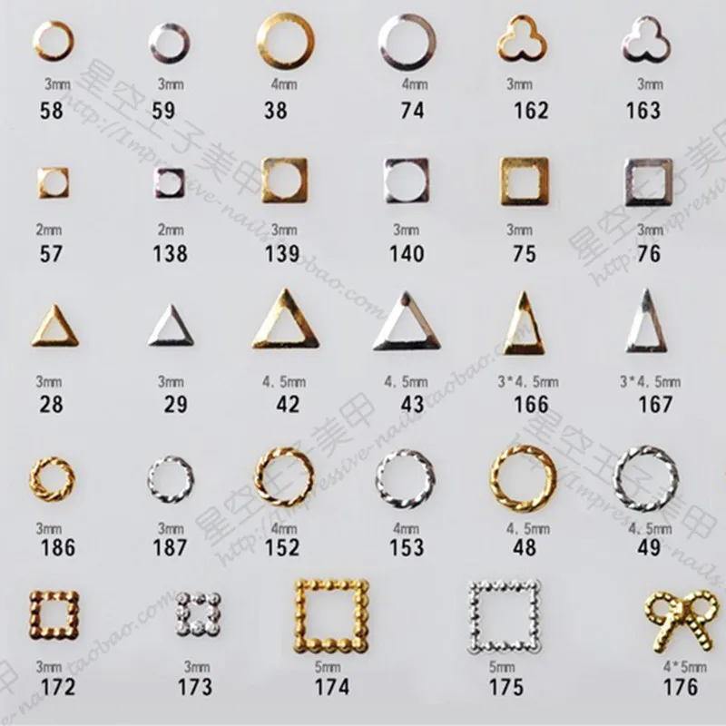 

100Pcs/Lot Gold Silver Mini Hollow Triangle Square Rivet Studs Metal Alloy Nail Art Decorations 3D DIY Nail Stickers Charms