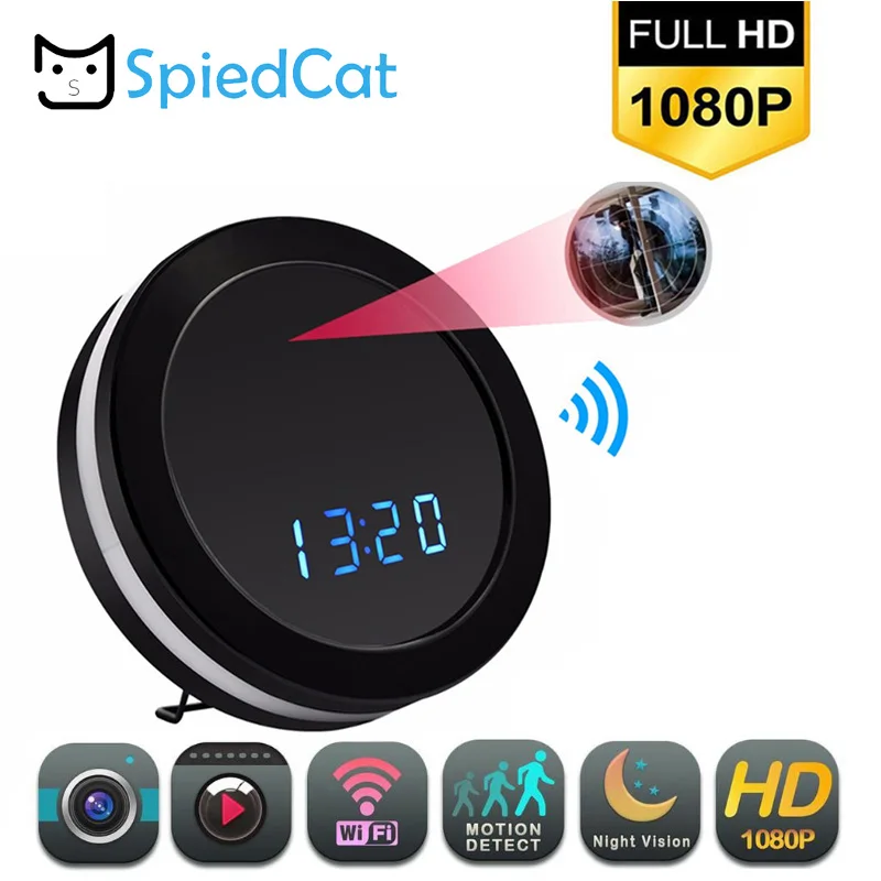 HD 1080 P WI FI настольные часы Ночное видение Камера Электронный IP P2P ТВ ночное монитор